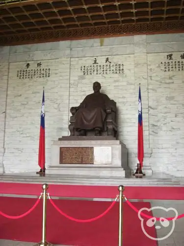 Statue of Chiang Kai Shek from inside the memorial hall