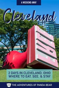 Where to eat, see, and stay in Cleveland, Ohio in 2 days. This thorough guide includes delicious places to eat, sights to see, and where to stay. Rock & Roll Hall of Fame, The Cleveland Arcade, Cleveland Script Sign, Cleveland Museum of Art, and many more sights are in this great weekend itinerary! #Cleveland #Ohio #ThingsToDo #USA #ThAdvOfPndaBear #Itinerary #Weekend