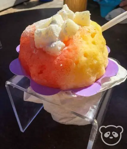 Colorful shave ice in a shave ice cone stand.